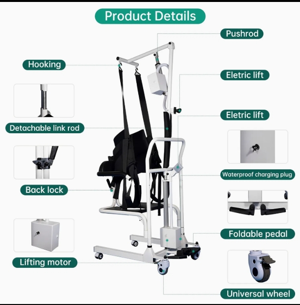 Removable Body Lift Wheelchair with Toilet Sling - Image 8